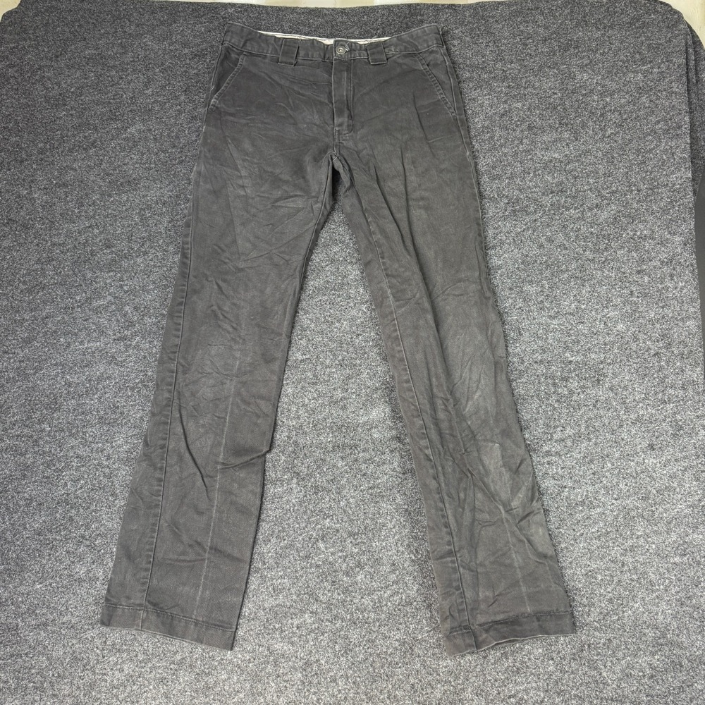 Dickies Flex Skinny Fit Pants Boys 16 Gray Cotton Stretch Straight Patch Logo